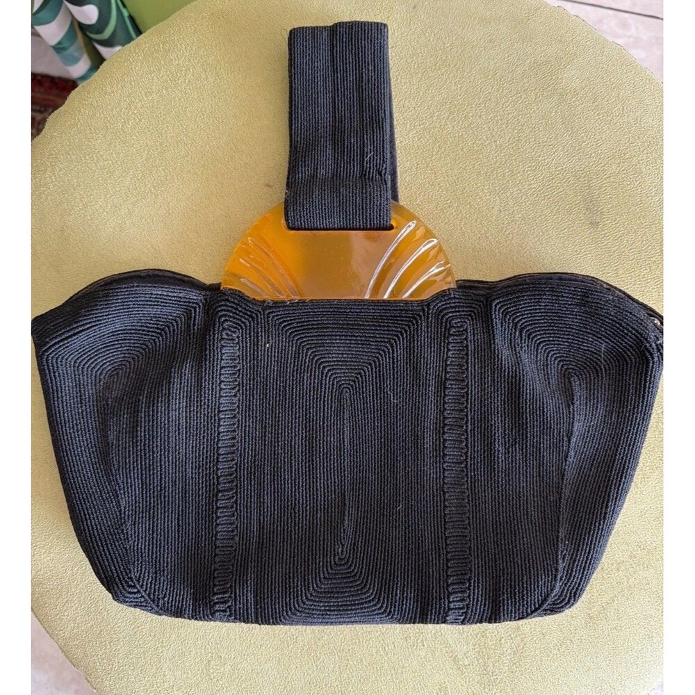 1940’s Corde Wrist Bag With Carved Bakelite